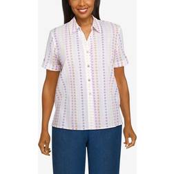 Alfred Dunner Women's Clip Dot Woven Shirt, Medium