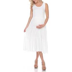 White Mark Maternity Scoop Neck Tiered Midi Dress