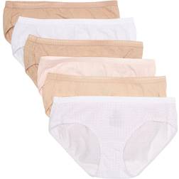 Hanes Hipster Bomullstrosor 6-pack - Mullvadsgrå/Vit
