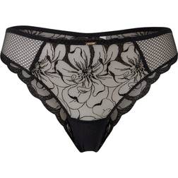 Chantelle Embroidered Fishnet Thong - Nero