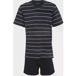 Schiesser Day and Night Short Stripe Pyjama Darkblue