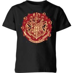 Harry Potter Hogwarts Christmas Crest Kids' T-Shirt - Black