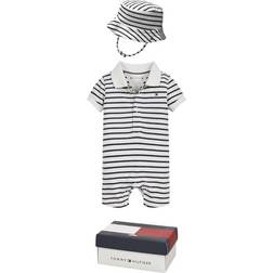 Tommy Hilfiger Baby Boys Striped Shortall Giftpack White/Navy