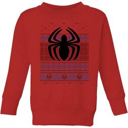 Marvel Avengers Spider-Man Logo Kids Sudadera Navideùa - Roja