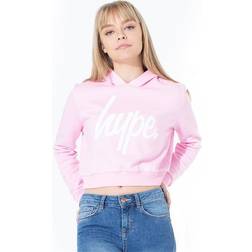 Hype Script Kids Crop Hoodie - Lyserød