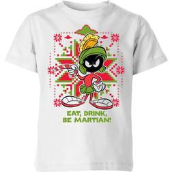 Looney Tunes Camiseta navideía para niño Eat Drink Be Martian - Blanco