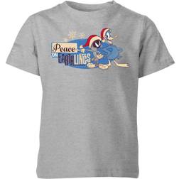 Looney Tunes Kid's Peace Among Earthling Christmas T-Shirt - Grey