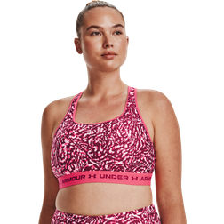 Under Armour Women's Crossback Print Mid Sports Bra Pink, Women's Workout Bras at Academy Sports