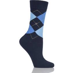 Burlington Ladies 1 Pair Queen Argyle Cotton Socks 3.5-7 Ladies