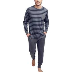 Jockey Cotton Nautical Stripe Pyjama Greystriped