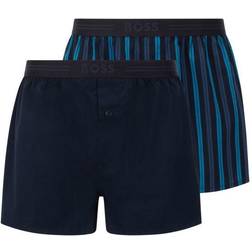 HUGO BOSS Woven Boxer Shorts With Fly - Blue/Purple