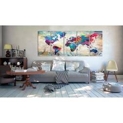 Arkiio World Map Cracked Wall 225x90 Tavla