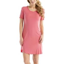 Damella Bamboo Plain Short Sleeve Nightdress - Light Grey