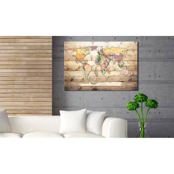 Arkiio World Map Colourful Continents 60x40 Tavla