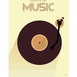 Vissevasse Minimalist Listen To The Music 50x70 cm Plakat 50x70cm