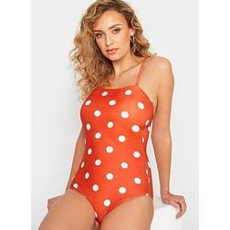 LTS tall rust polka dot swimsuit