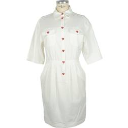 Love Moschino Abito Blu Cotone Stampa Logo Applicazioni Perline