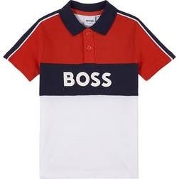 HUGO BOSS Kid's Logo Colorblock Polo Shirt - Red