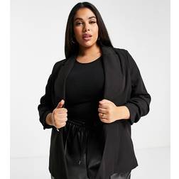 River Island Plus Ruched Sleeve Blazer - Black