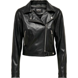 Only Faux Leather Biker Jacket - Black