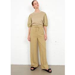 Second Female Nukana New Trousers Kvinde Brede Ben Ensfarvet hos Magasin Sponge