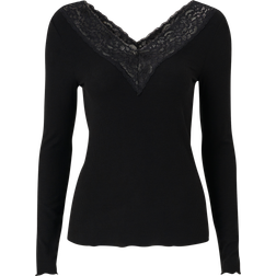 Pieces Siri Ls T-Neck Top - Nero