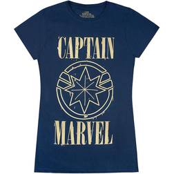 Marvel Captain Womens Print And Shield T-Shirt - Mørkeblå