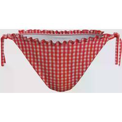 Tommy Hilfiger Gingham String Side Tie Bikini Bottoms, Red/White