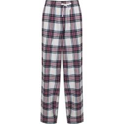 Skinnifit Dam/dam Tartan Loungebyxor Vit/rosa Rutig