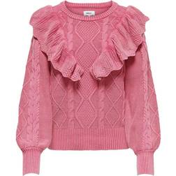 Only Pull en Maille Col Rond Manches Longues - Rose