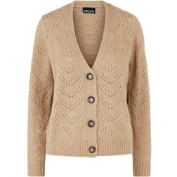 Pieces Cardigan con botones calado - Silver Mink