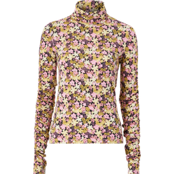 Selected Femme printed high neck top in retro floral-Multi