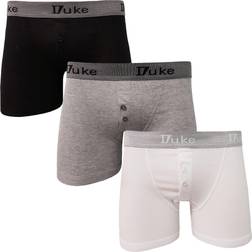 Duke Duke London Mens Driver Boxer Shorts (Pack Of 3) (XX-Large) (Black/White/Grey)
