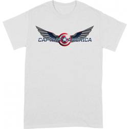 Marvel Captain America Unisex Adult Logo T-Shirt (White/Red/Blue)