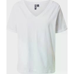 Pieces Pcria Ss V-neck Solid Tee - Bright White