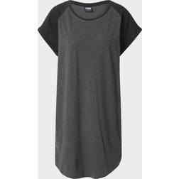 Urban Classics Ladies Contrast Raglan Tee Dress - Schwarz/Grau