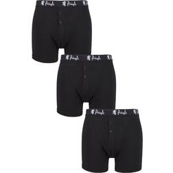 Pringles William Cotton Button Fly Boxers 3-pack - Black