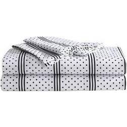 Betsey Johnson Dots and Stripes Bed Sheet Black (233.68x157.48)