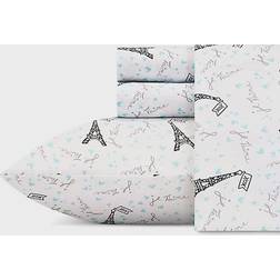 Betsey Johnson Je Taime Paris Bed Sheet Blue (259.08x223.52cm)