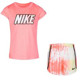 Nike Girl's Sprinter T-shirt and Shorts Set - Pink/Yellow (26J273G-A0G)