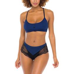 OH LÀ LÀ CHÉRI A Lace In Your Heart Bralette Set - Estate Blue/Black