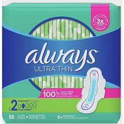 Always Ultra Thin Size 2 Long Super Pads With Wings 58-pack