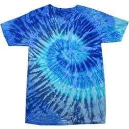 Colortone Womens Rainbow Tie-Dye Short Sleeve Heavyweight T-shirt - Blue Jerry