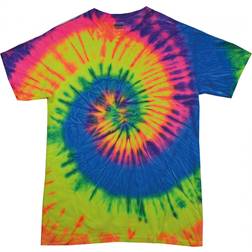 Colortone Womens Rainbow Tie-Dye Short Sleeve Heavyweight T-shirt - Neon Rainbow