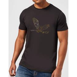 Harry Potter Hedwig Broom Gold Men's T-Shirt - Black