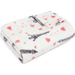 Betsey Johnson Paris Love Ultra Soft Plush Blankets White, Pink, Gray (177.8x127cm)
