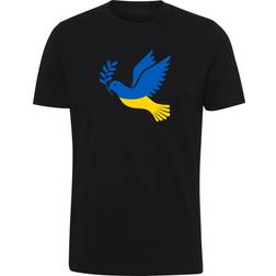 T-shirt, ukrainsk flag, jeg støtter Ukraine, fredsdue, sort