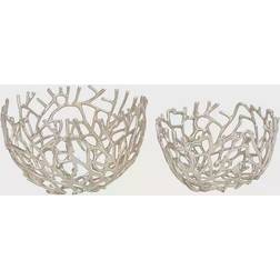 Silver Finish Coastal Decorative Bowl Table Decor Set of 2 Bowl 2