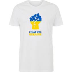 T-shirt, ukrainsk flag, jeg støtter Ukraine, solidaritet, hvid