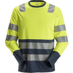 Snickers Workwear T-SHIRT HI-VIZ Langærmet GUL/NAVY